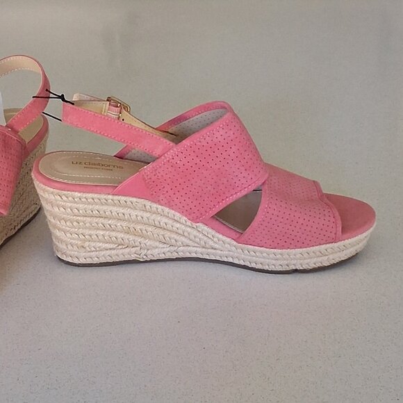 Liz Claiborne "Hatcher" Rose Garden Pink Wedge Heel Sandals Women's Size 11M - Picture 6 of 16